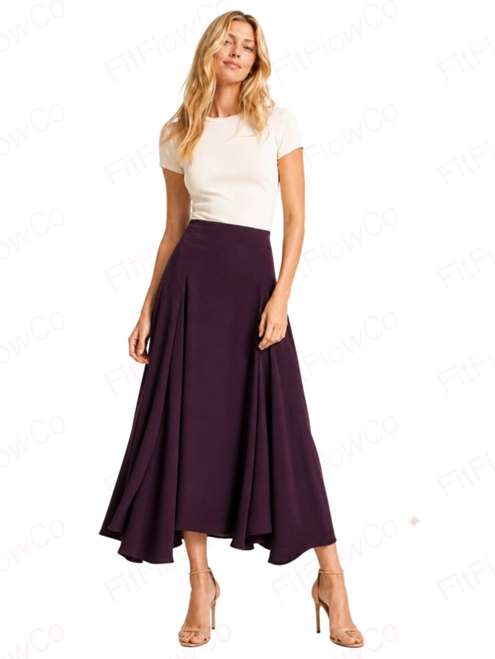 ZARA Eggplant Purple Asymmetrical A-Line Midi Skirt XS NWOT